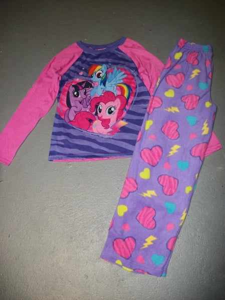 MY LITTLE PONY RAINBOW HEARTS 2 PC FLANNEL FLEECE PAJAMA PJ SET GIRLS SZ L 10 12