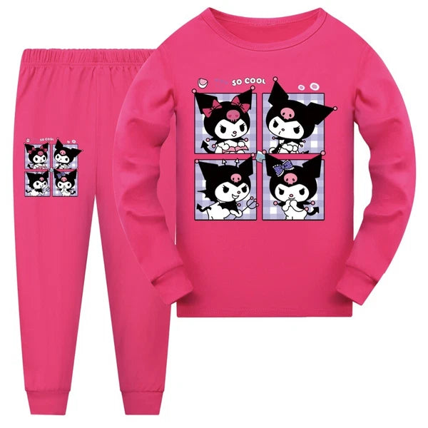 Kids Kuromi Long Sleeves Top+Pants Sleepwear Nightwear PJ'S Set Outfits Gift New