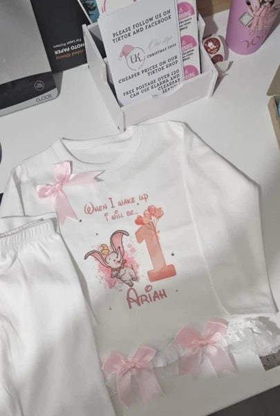 Personalised Birthday Pyjamas Girls When I Wake Up I Will Be  frilly and bows