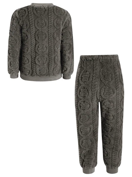 Kids Set Warm Pajamas Stand Collar Sleepwear Long Sleeve Nightwear Sleep Fancy