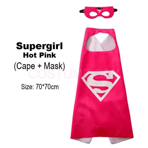 Kids PJ Superhero Cape & Mask Set Boy Girl Superman Spiderman Halloween Costume