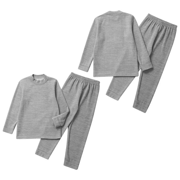 Girls Boys Pajamas Unisex Base Layer Suit Mock Neck Thermal Underwear Set Warm