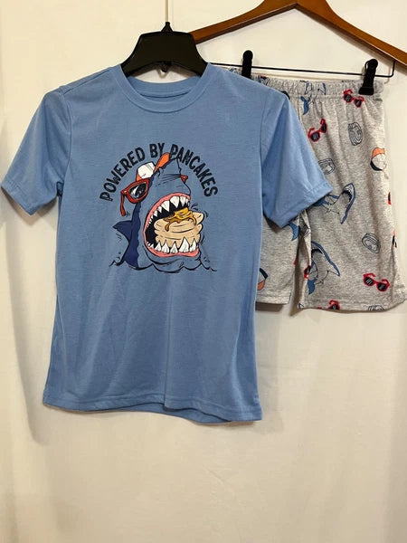 NEW Wonder Nation Boys Shark Blue Short Sleeve Shorts Pajama Set U pick Sizes