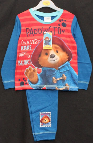 PADDINGTON BEAR Boy's Pyjamas /Blue & Red PADDINGTON PJs Sizes 18 Months-5 Years