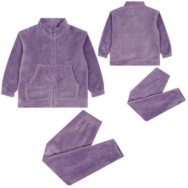 Kids Pajama Set Flannel Nightwear Soft Sleepwear Long Sleeve Homewear Fuzzy