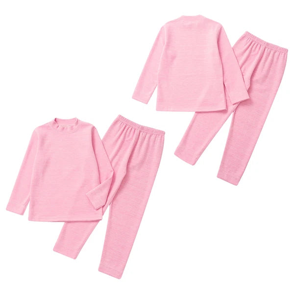 Girls Boys Pajamas Unisex Base Layer Suit Mock Neck Thermal Underwear Set Warm