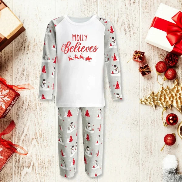 Personalised Christmas Pyjamas PJs Set  Eve Xmas Kids Children's