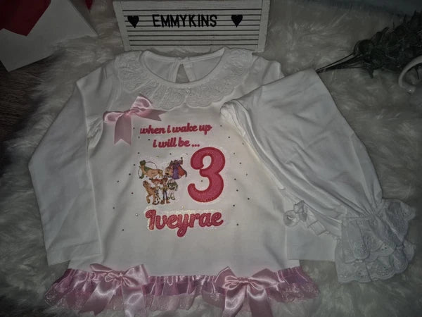 Personalised Birthday Pyjamas Girls When I Wake Up I Will Be  frilly and bows