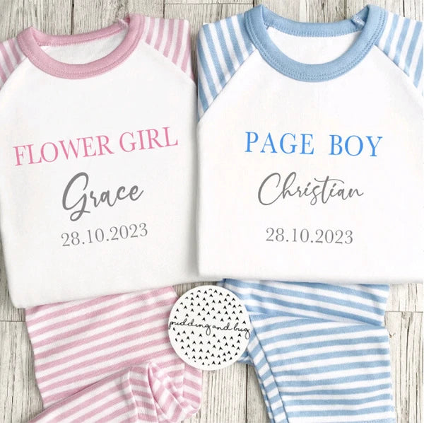 Personalised Page Boy Flower Girl Pyjamas bridesmaid  Pjs Wedding Favour