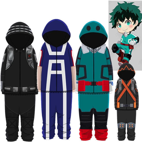 Cosplay My Hero Academia Deku Pajamas Jumpsuit Sleepwear Nightgown Pyjamas Coats