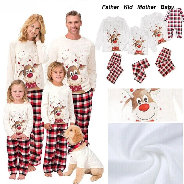 Family Matching Christmas Pyjamas Adult Kids Xmas Nightwear Pjs Set Reindeer
