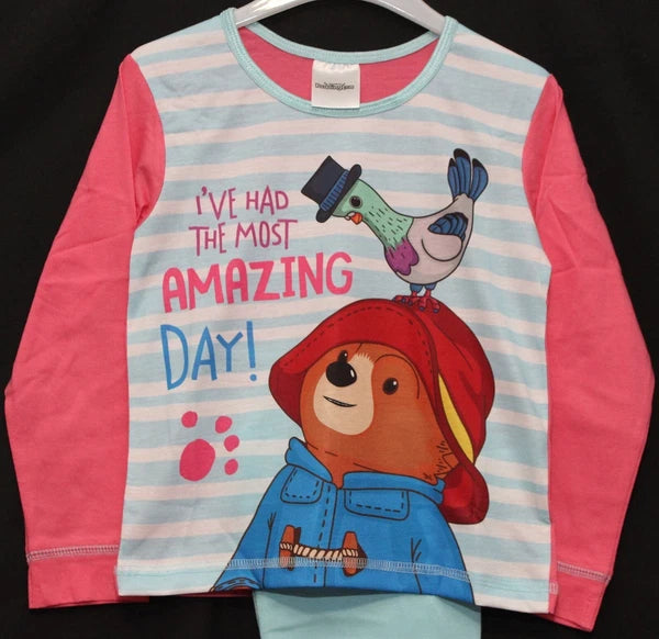 PADDINGTON BEAR Girl's Pyjamas / Pink & Blue PJs Sizes 18 Months - 5 Years