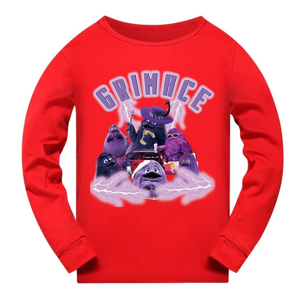 Children's Grimace Purple Print Fashionable Pajamas Casual Suit Daily Gift Hot-