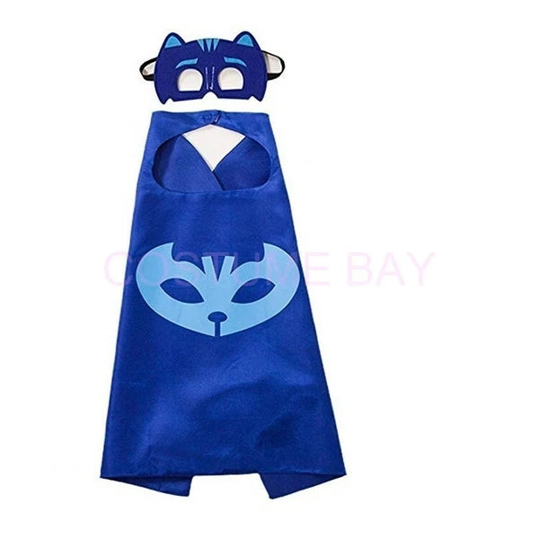 Kids PJ Superhero Cape & Mask Set Boy Girl Superman Spiderman Halloween Costume