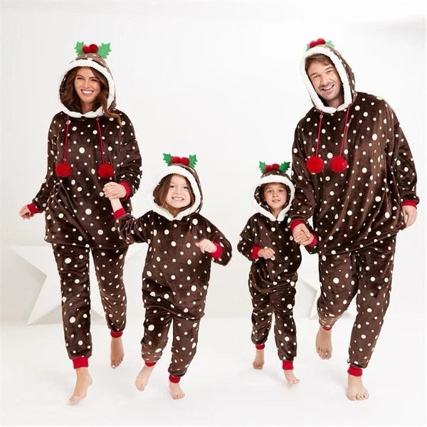 NEW Christmas Pudding Twosie Hoodies Ladies Mens Pyjamas /Baby All in One Family