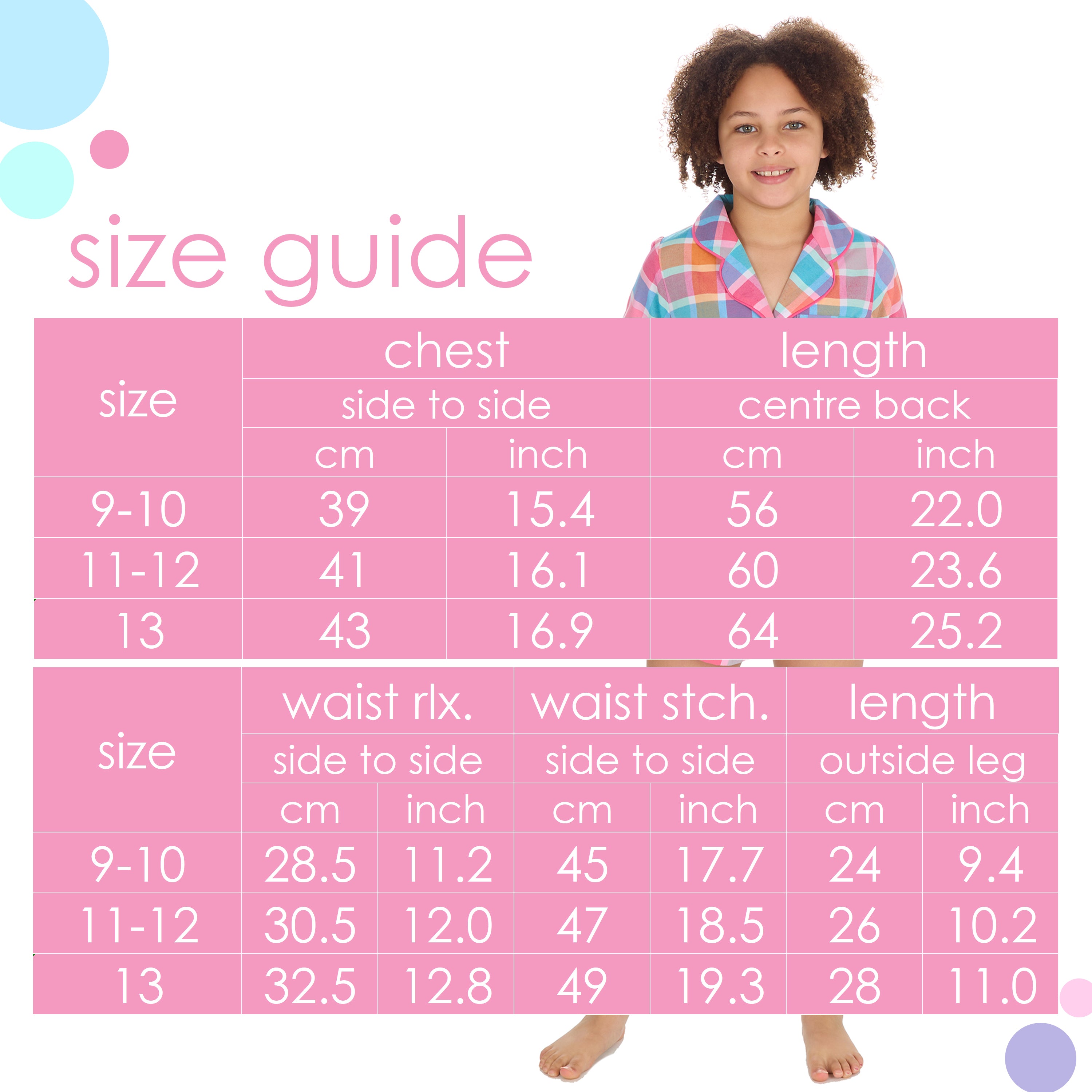 Kids Girls Checked Pyjamas Set 2-Piece Button Up Summer Holiday PJ's 9-13 Years